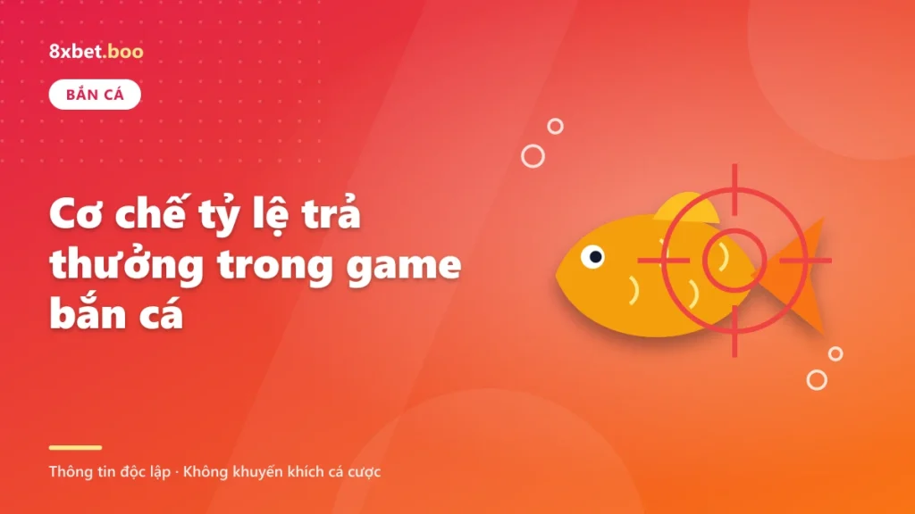 Minh họa trò chơi bắn cá với con cá vàng và tâm ngắm với tiêu đề “Cơ chế tỷ lệ trả thưởng trong game bắn cá