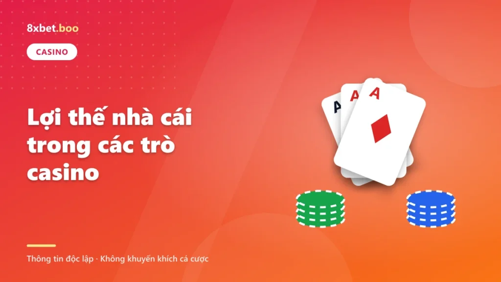 Minh họa các lá bài và chồng phỉnh casino với tiêu đề