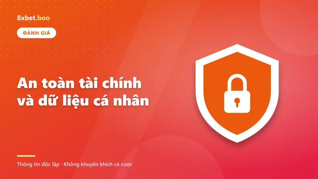 Minh họa tấm khiên bảo mật có ổ khóa với tiêu đề “An toàn tài chính và dữ liệu cá nhân”
