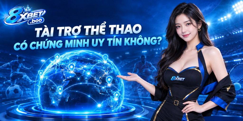 Minh họa quả địa cầu với các điểm định vị với tiêu đề “Tài trợ thể thao có chứng minh uy tín không”